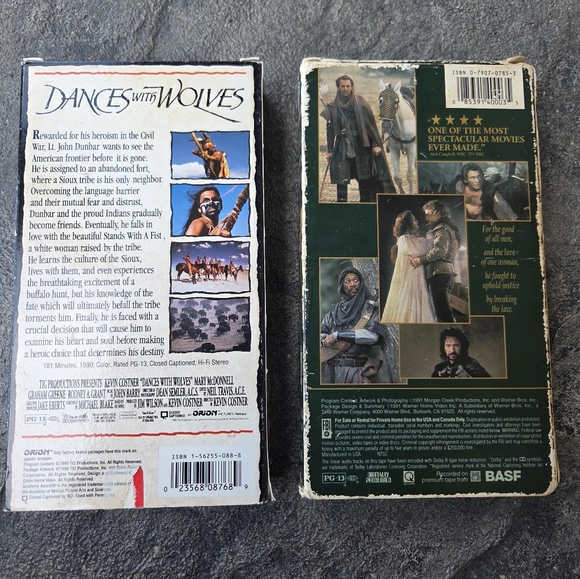 Kevin Costner Classic Movie VHS Set- Dances with Wolves and Robin Hood VHS Tapes - Picture 3 of 4